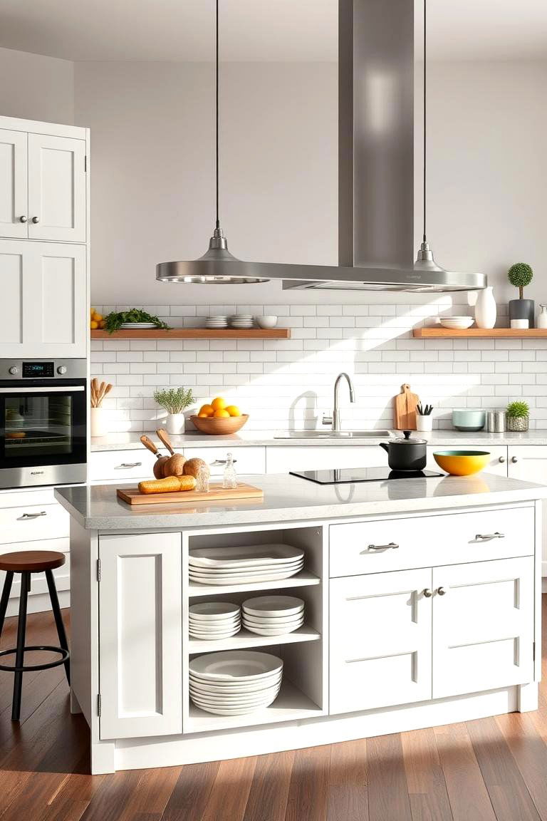 Multi Functional Island with Prep and Cooking Areas - 25 Farmhouse Kitchen Island Ideas