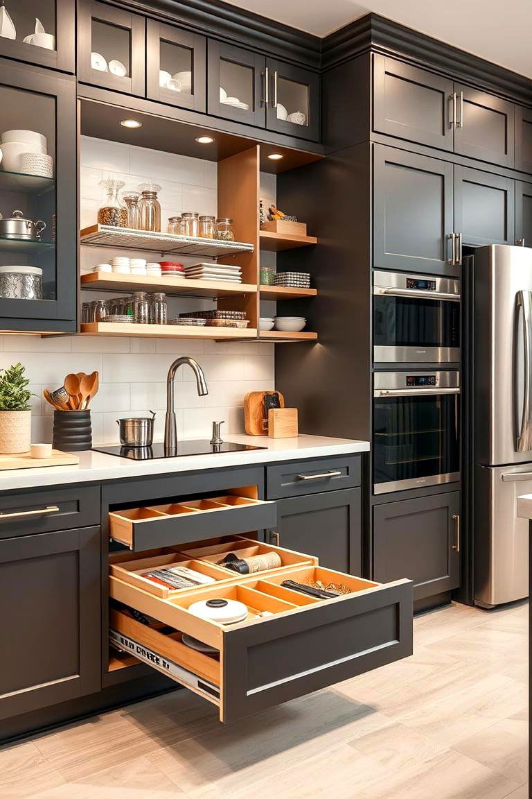 Multi Functional Storage Solutions - 25 Transitional Kitchen Ideas