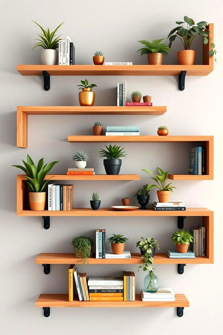 Multi Level Floating Shelves - 25 Floating Shelves Ideas