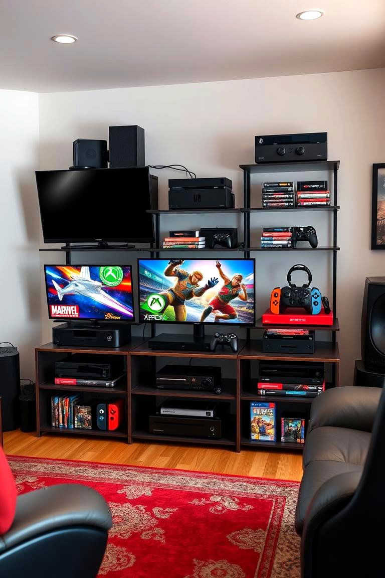 Multi Platform Game Console Hub - 25 Game Room Ideas