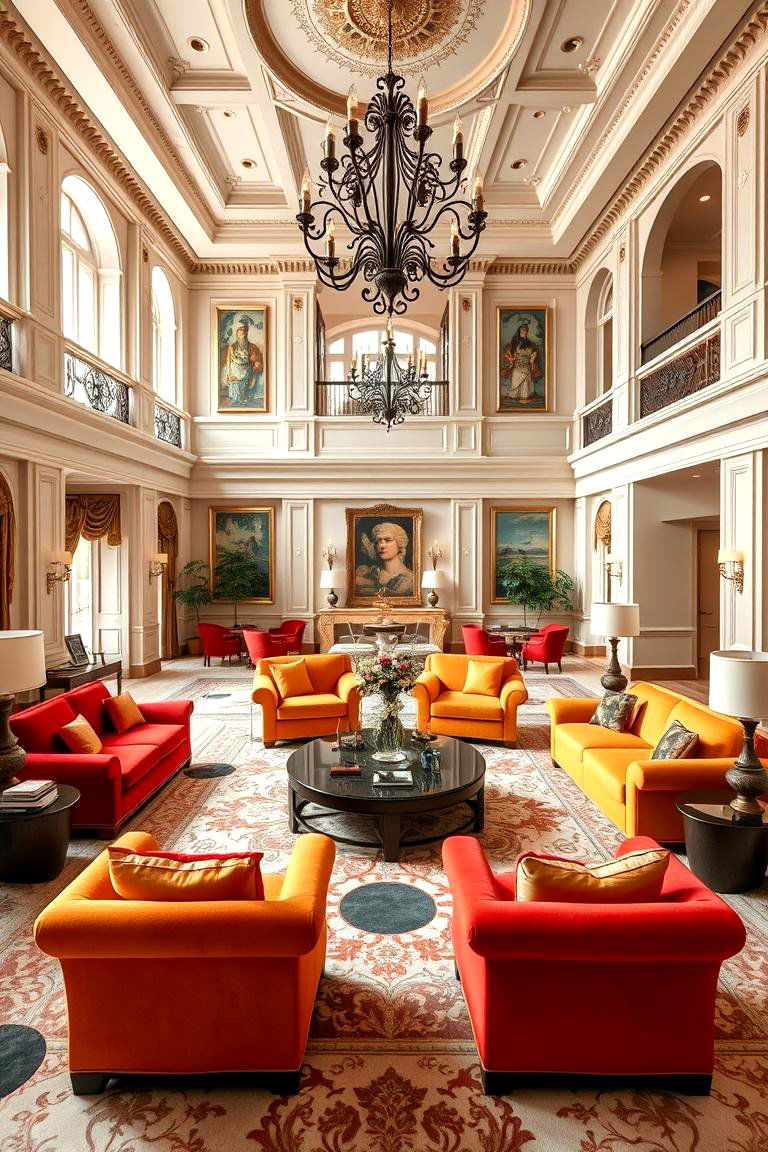 Multiple Seating Arrangements - 25 Mansion Living Room Ideas