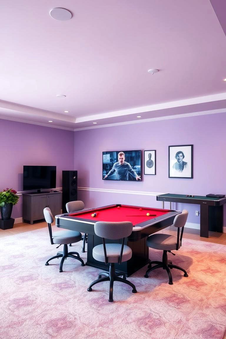 Muted Lavender for a Soft Calm Space - 25 Game Room Paint Ideas