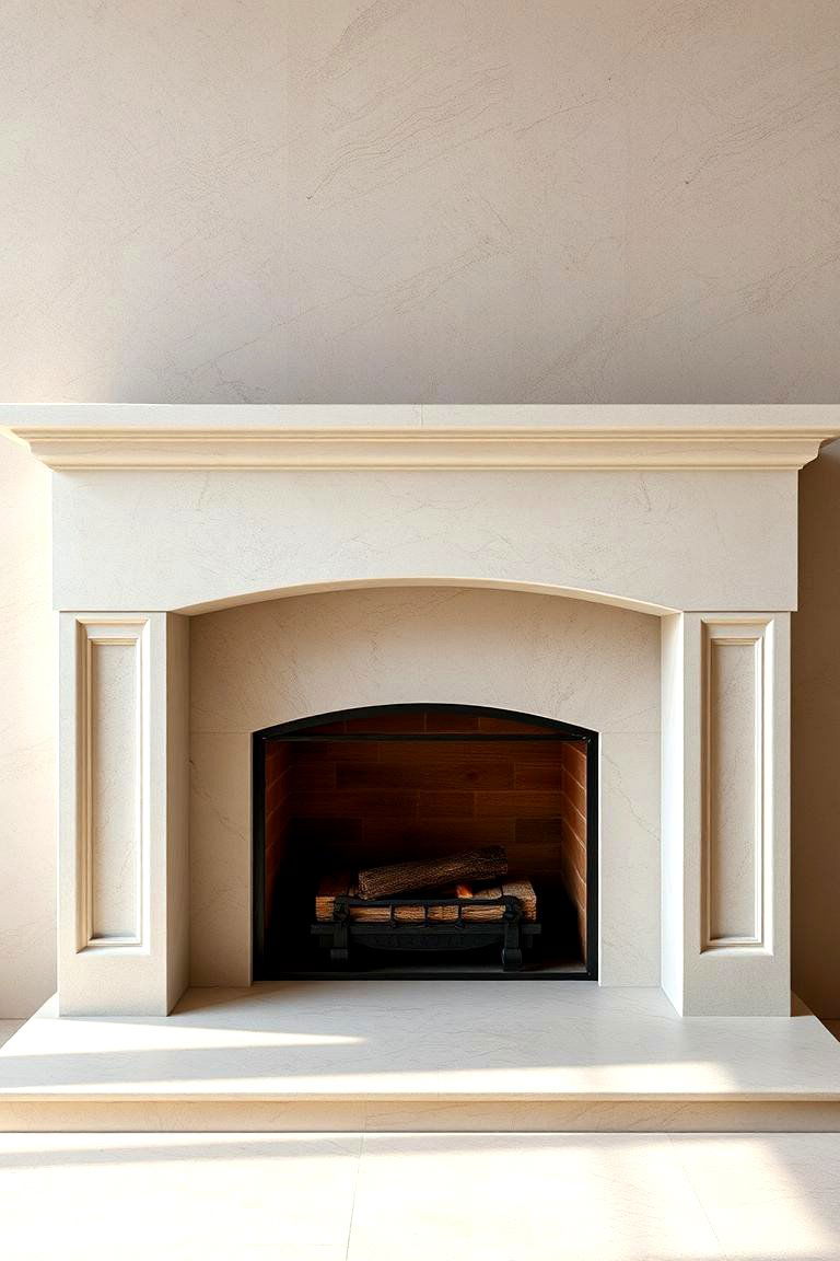 Natural Limestone Hearth for Soft Elegance - 25 Fireplace Hearth Ideas