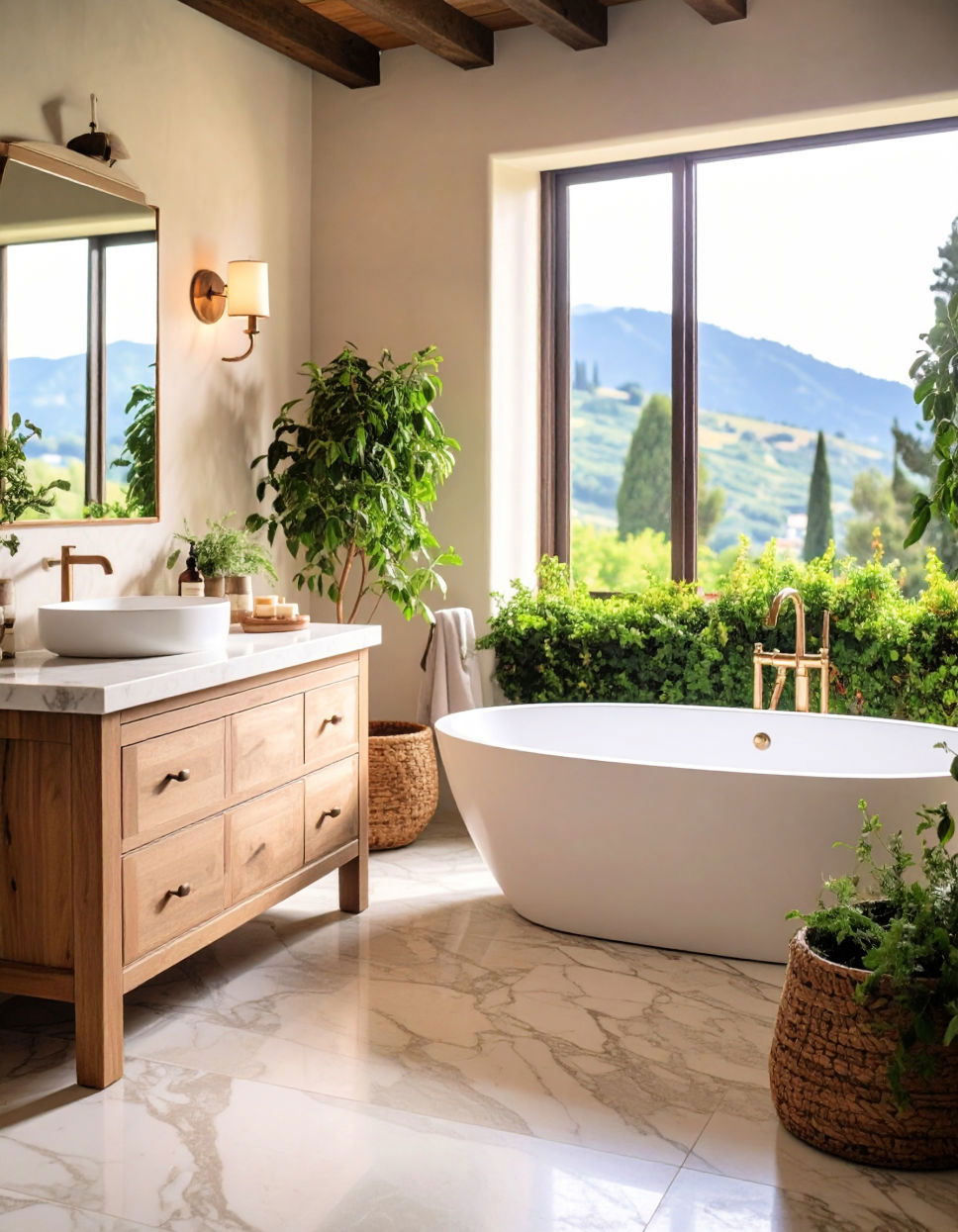 Natural Stone Countertops for Timeless Elegance Tuscan Bathroom Ideas