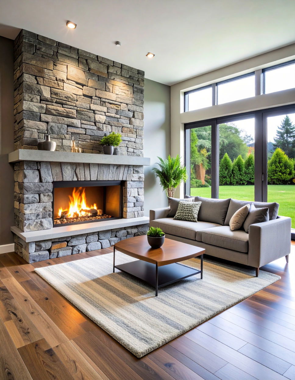 Natural Stone Hearth for Timeless Warmth