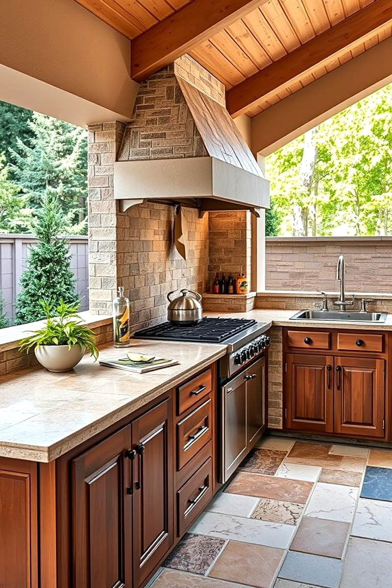 Natural Stone Tile Countertops - 25 Types of Outdoor Kitchen Countertops