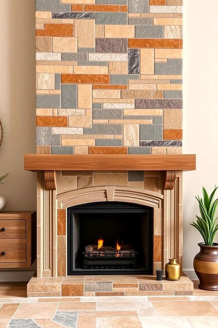 Natural Stone Tiles for a Rustic Appeal - 25 Fireplace Tile Ideas