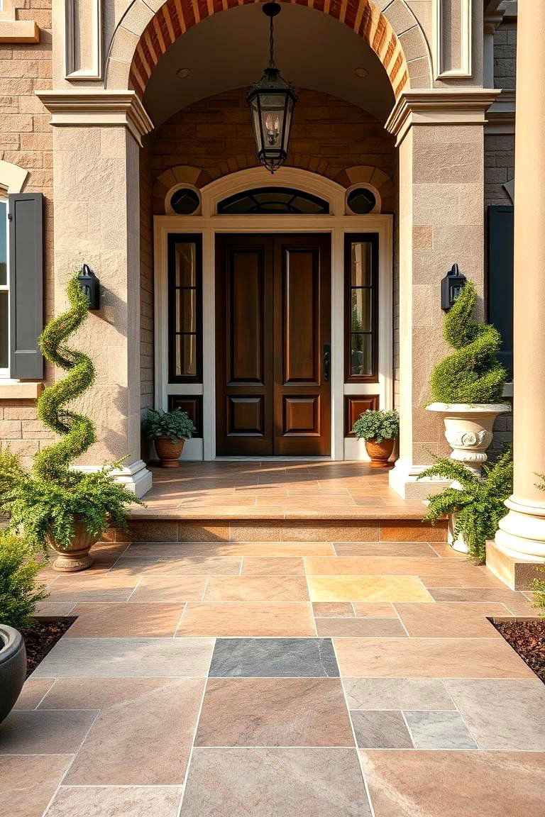 Natural Stone for a Luxe Earthy Feel - 25 Front Porch Tile Ideas