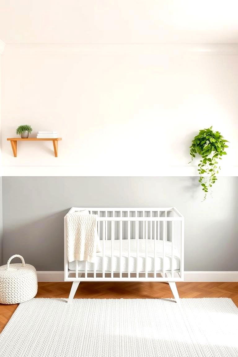 Neutral Color Blocked Walls for a Modern Twist - 25 Farmhouse Nursery Ideas