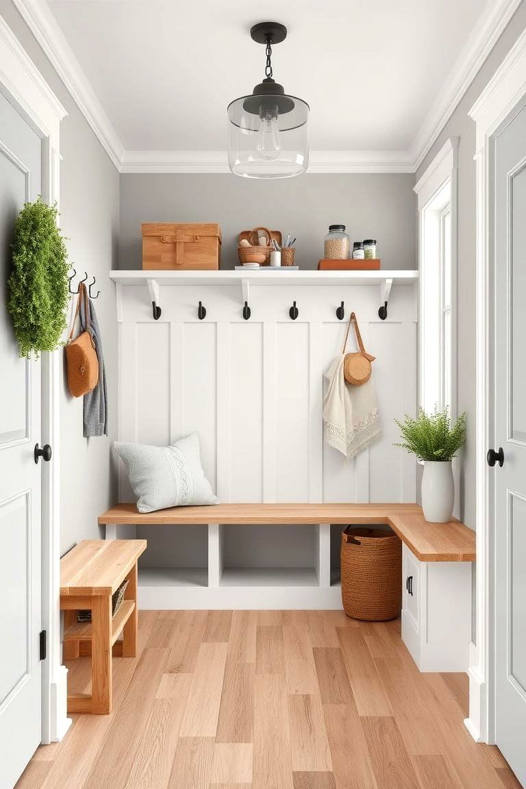 Neutral Color Palette for Calm Vibes - 25 Farmhouse Mudroom Ideas