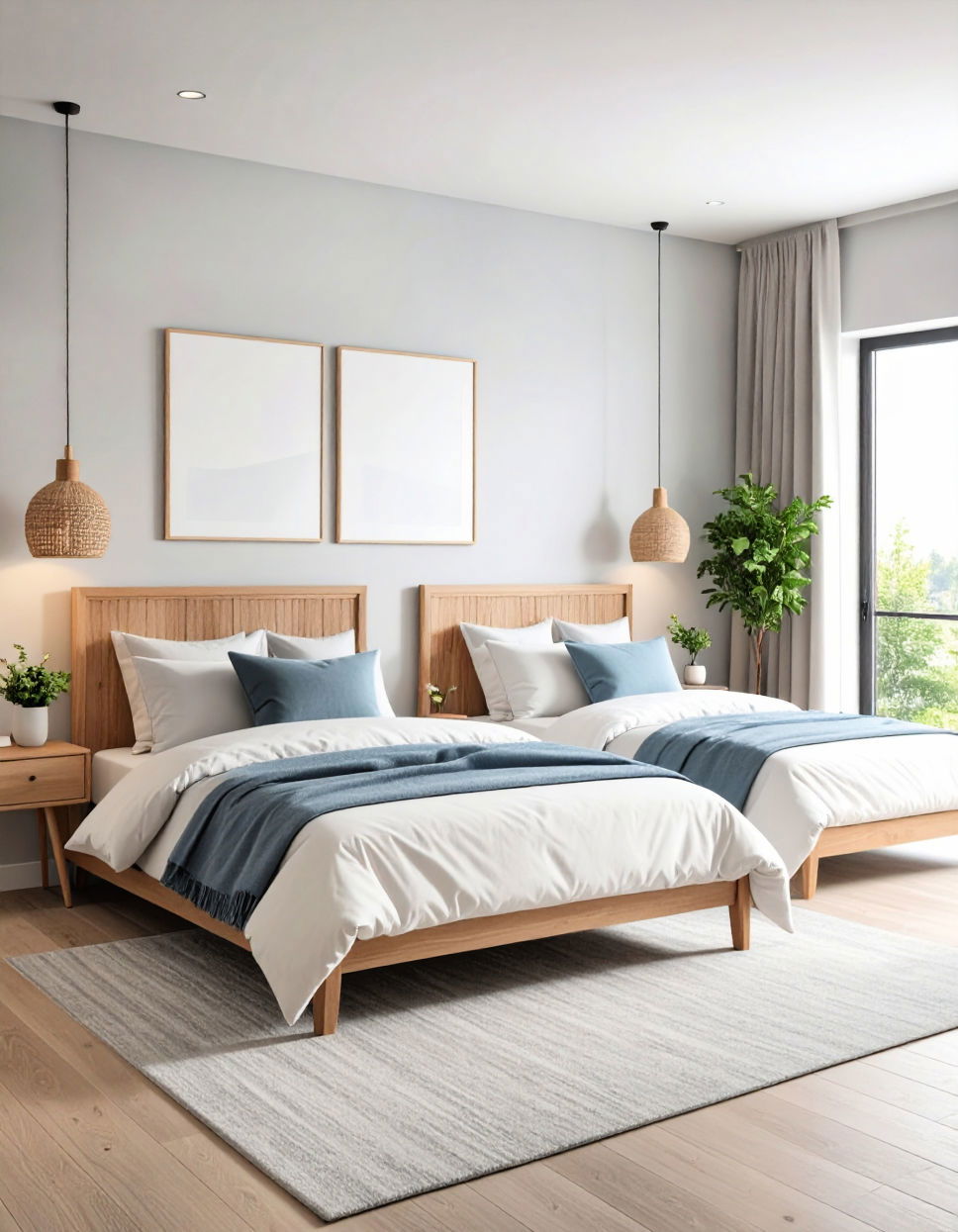 Neutral Color Scheme for a Calm Atmosphere Twin Bedroom Ideas