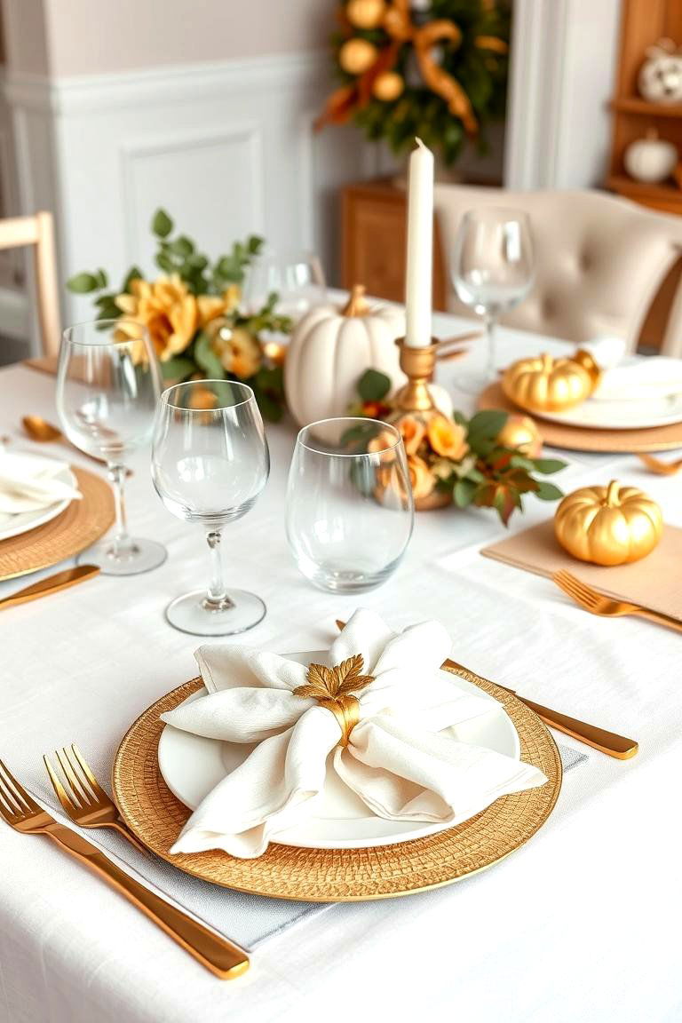 Neutral Elegance with a Touch of Gold - 25 Thanksgiving Table Settings