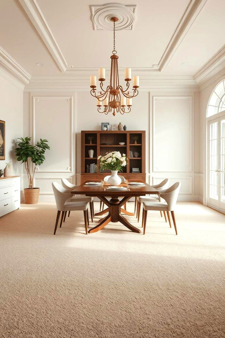 Neutral Tones for Timeless Elegance - 25 Carpeted Dining Room Ideas