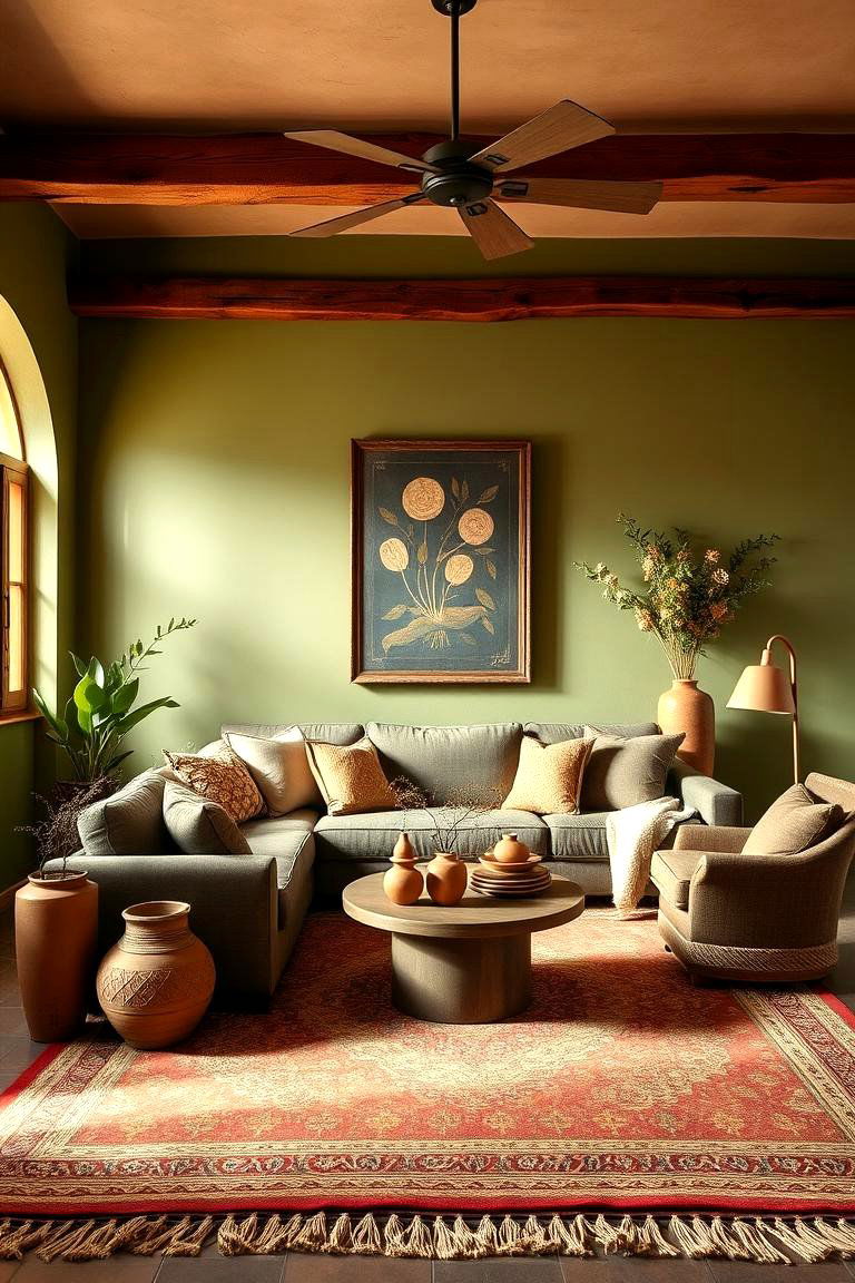 Olive Green and Terracotta for Earthy Warmth - 25 Two Colour Combination for Living Room