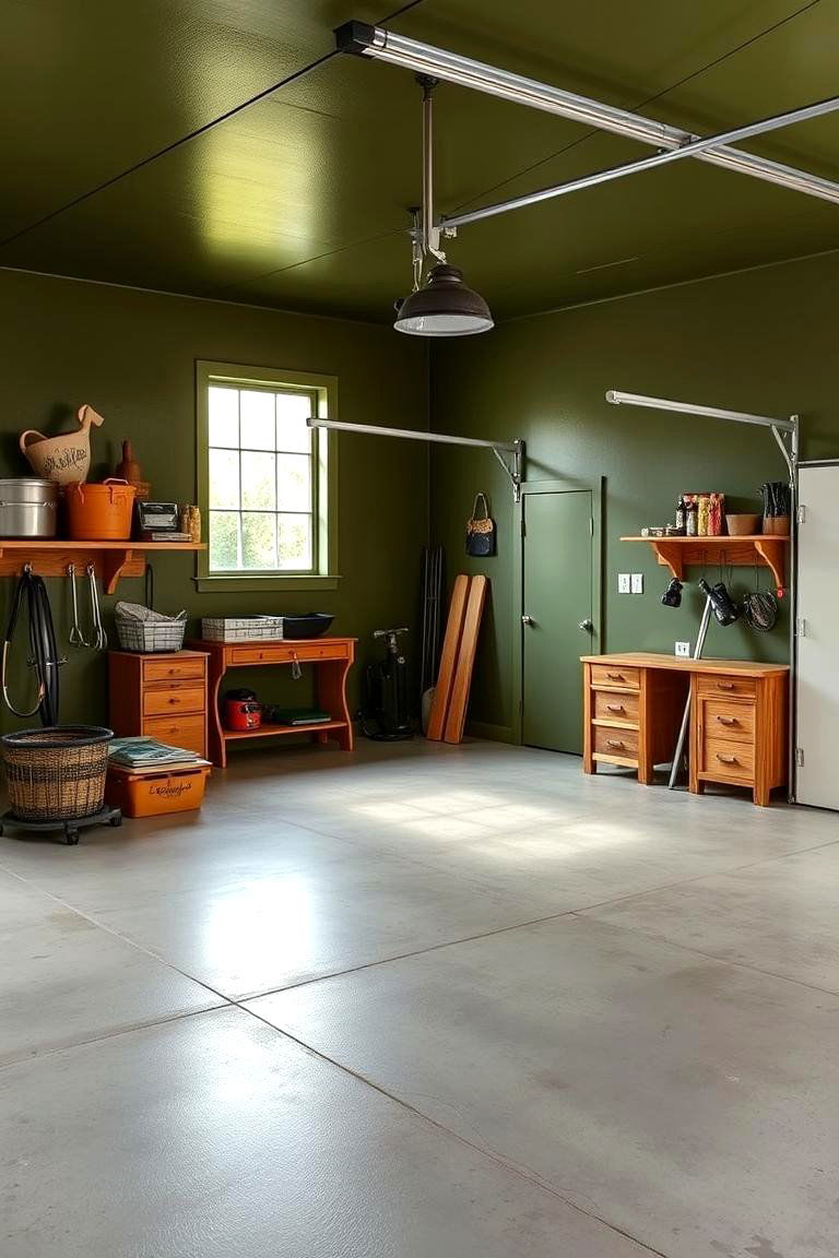 Olive Green for a Natural Grounded Feel - 25 Garage Wall Paint Ideas