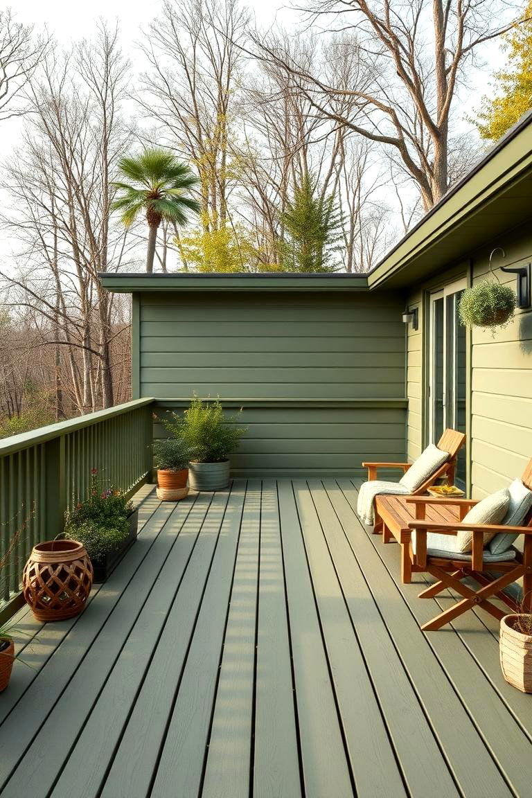 Olive Green for a Subtle Natural Look - 25 Deck Color Ideas