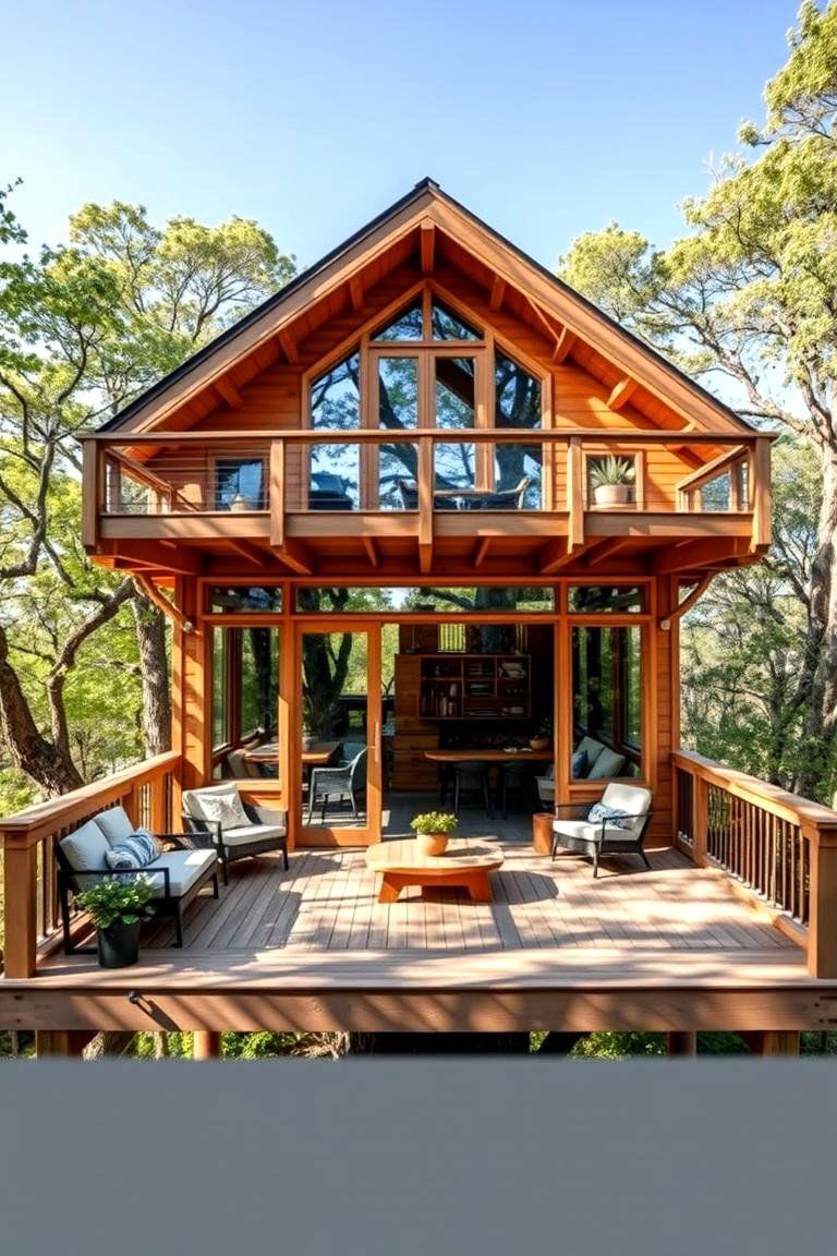 Open Air Treehouse with Wrap Around Deck - 25 Tree House Ideas