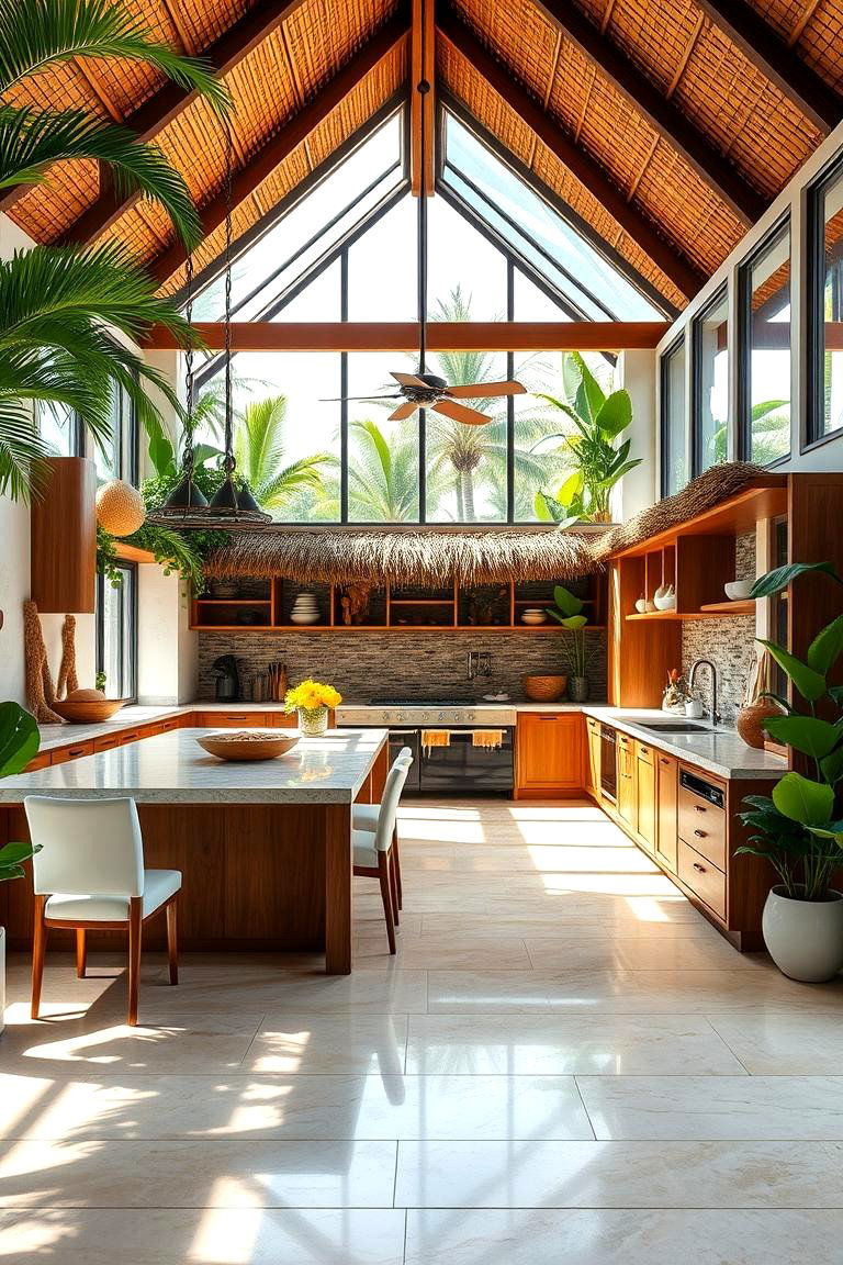 Open Concept Layout - 25 Tropical Kitchen Ideas