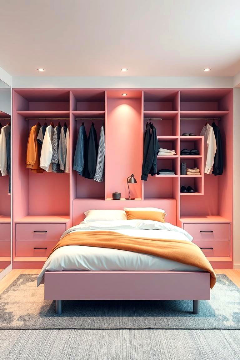 Open Concept Wardrobe with a Built In Bed Frame - 25 Built-in Wardrobe Ideas Around a Bed