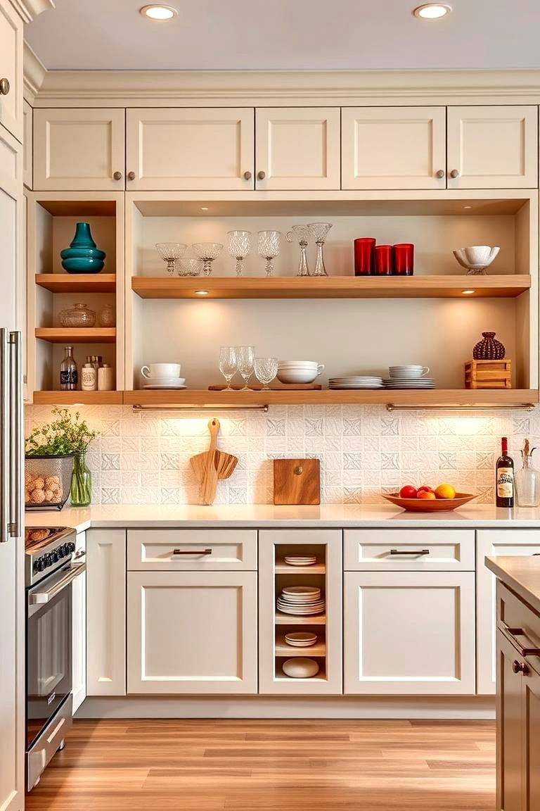 Open Shelving Versatility - 25 Floor to Ceiling Kitchen Cabinets