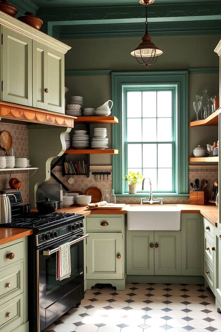 Open Shelving for Display and Convenience - 25 Victorian Kitchen Ideas