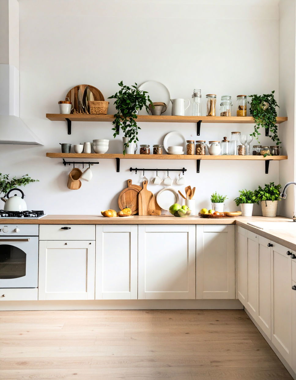 Open Shelving for Easy Access Transitional Kitchen Ideas