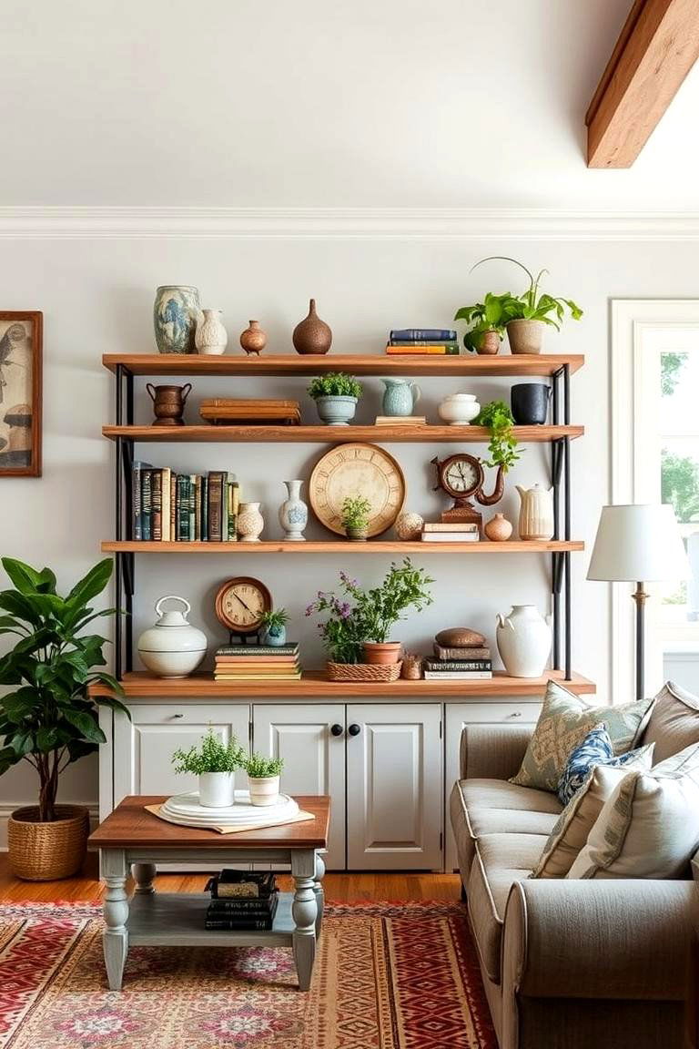 Open Shelving for Practical Display - 25 French Country Living Room Ideas