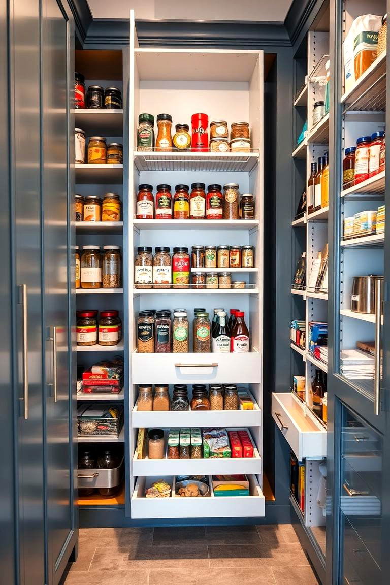 Open Storage with Pull Out Trays - 25 Floor to Ceiling Cabinets Ideas