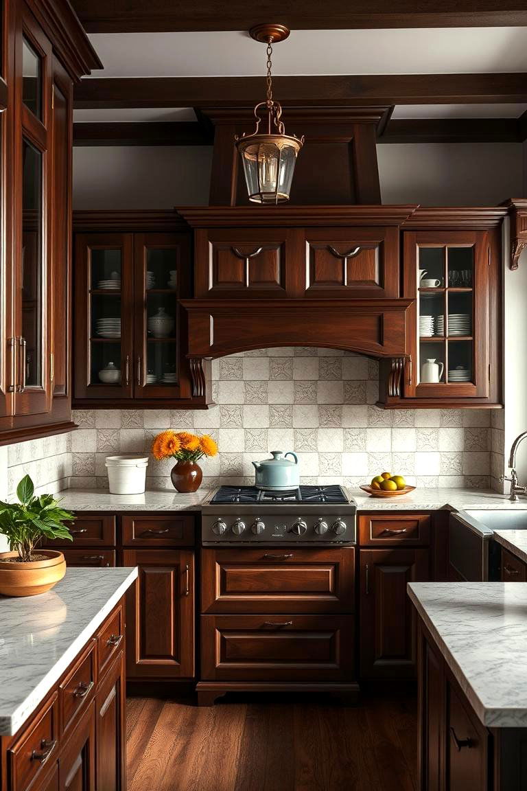 Opt for Dark Rich Cabinetry - 25 Tudor Kitchen Ideas