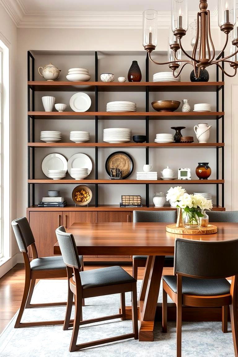 Opt for Open Shelving for Display - 25 Transitional Dining Room Ideas