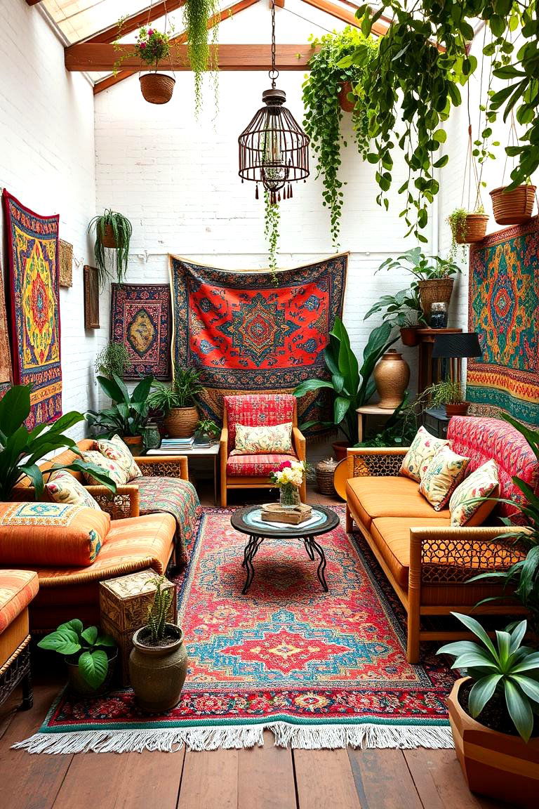 Opt for a Bohemian Vibe with Bold Colors and Patterns - 25 Garden Room Ideas