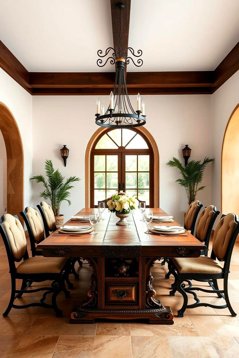 Opt for a Bold Wooden Dining Table - 25 spanish style dining room ideas
