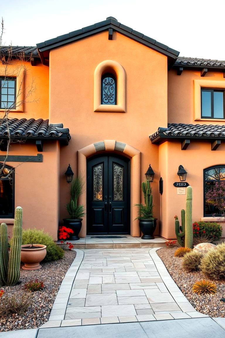 Opt for a Southwestern Style with a Black Roof - 25 Exterior Home with a Black Roof Ideas