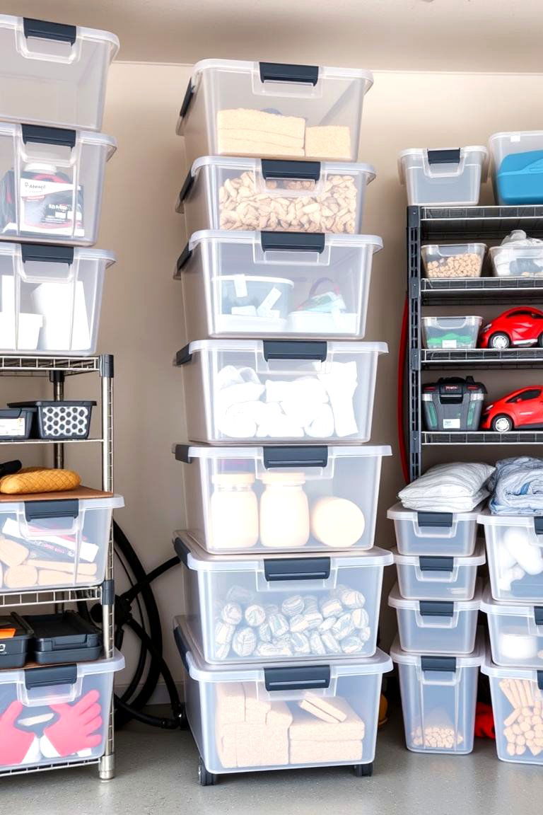 Organize with Stackable Storage Boxes - 25 Garage Storage Ideas