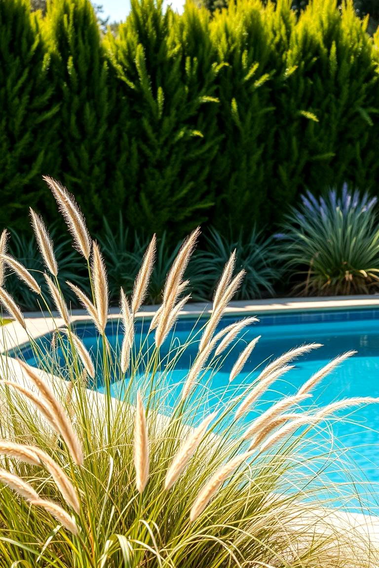 Ornamental Grasses for Movement and Privacy - 25 Pool Landscaping Ideas