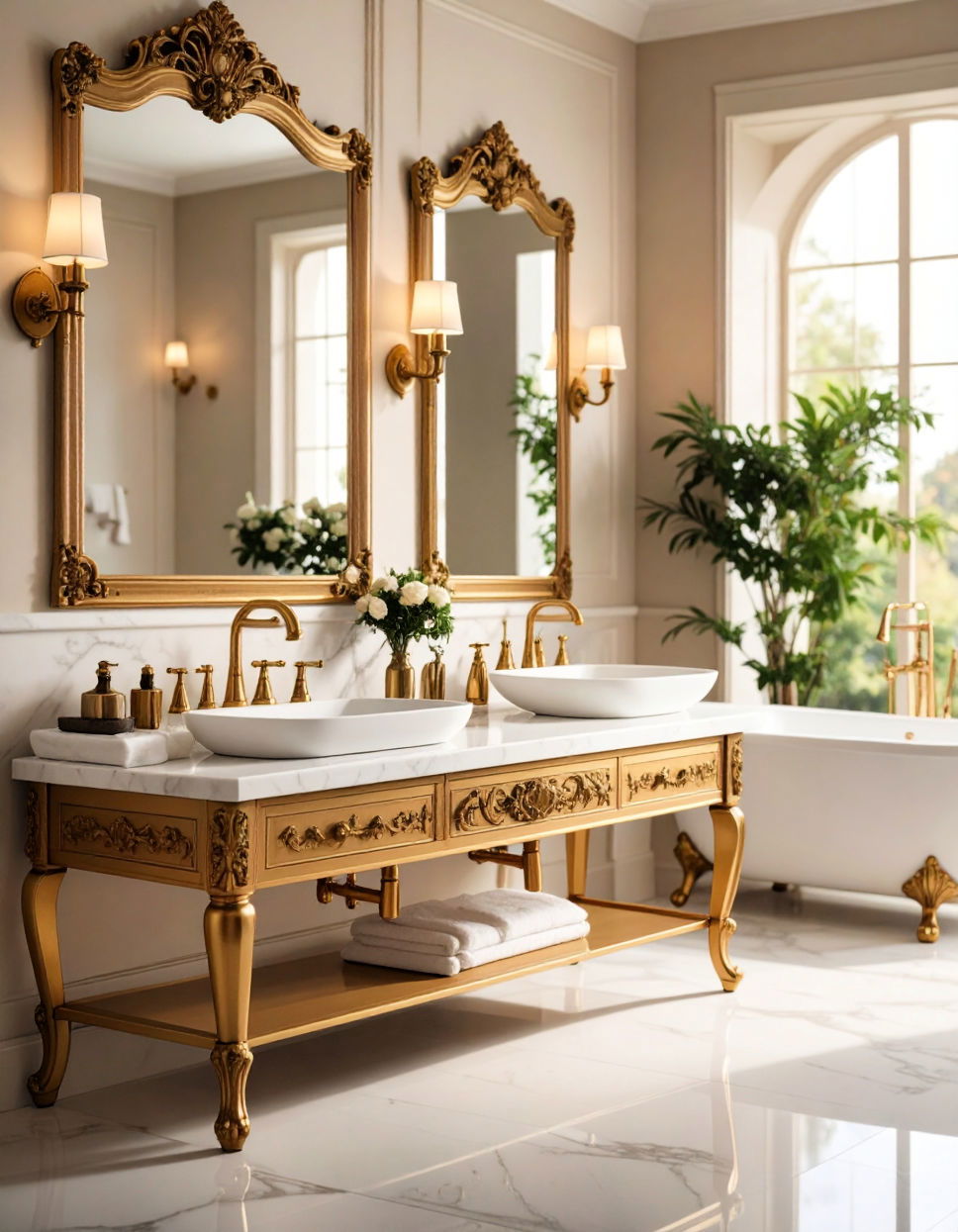 Ornate Brass Fixtures for Authentic Detail Traditional Bathroom Ideas