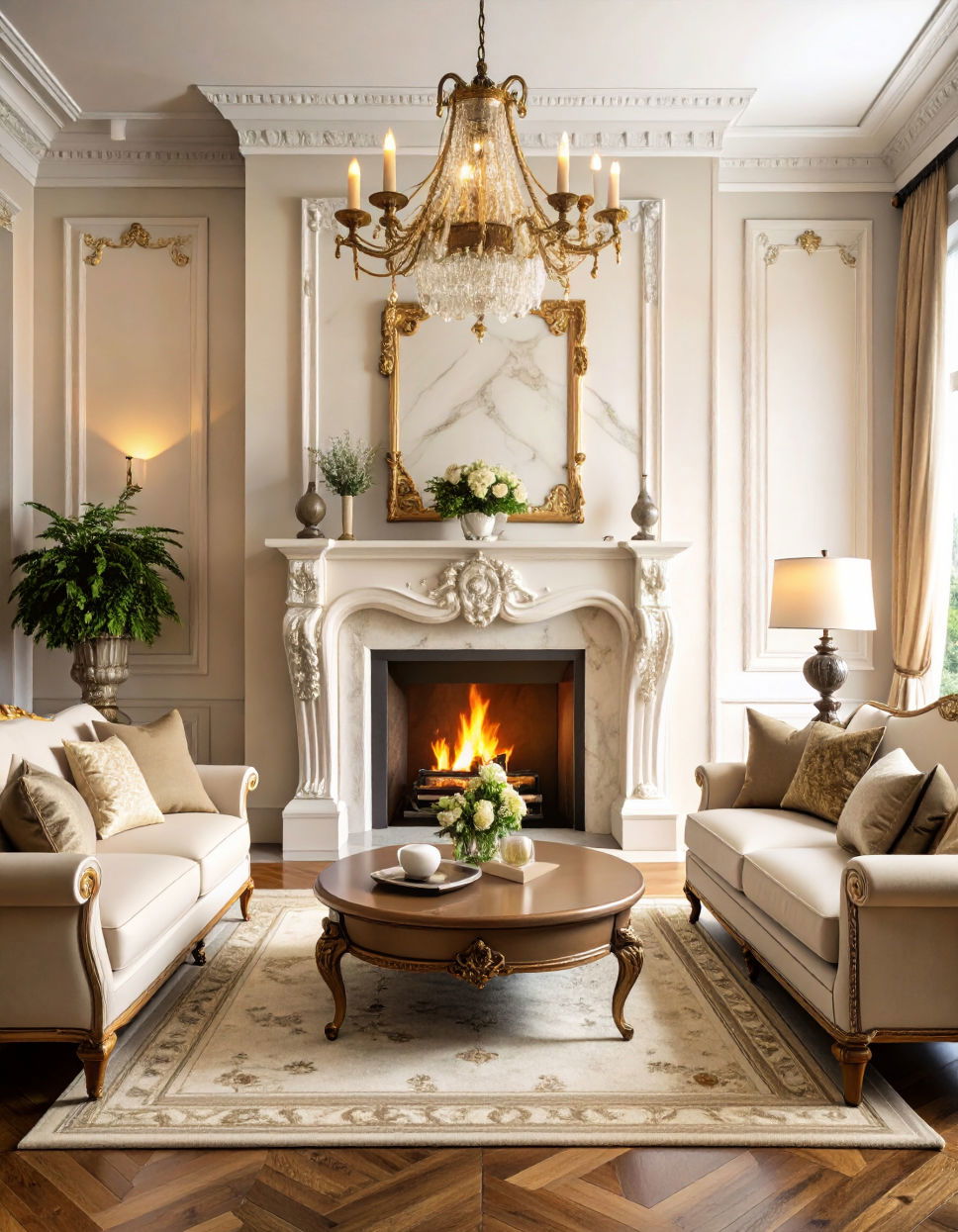 Ornate Carved Marble Mantel