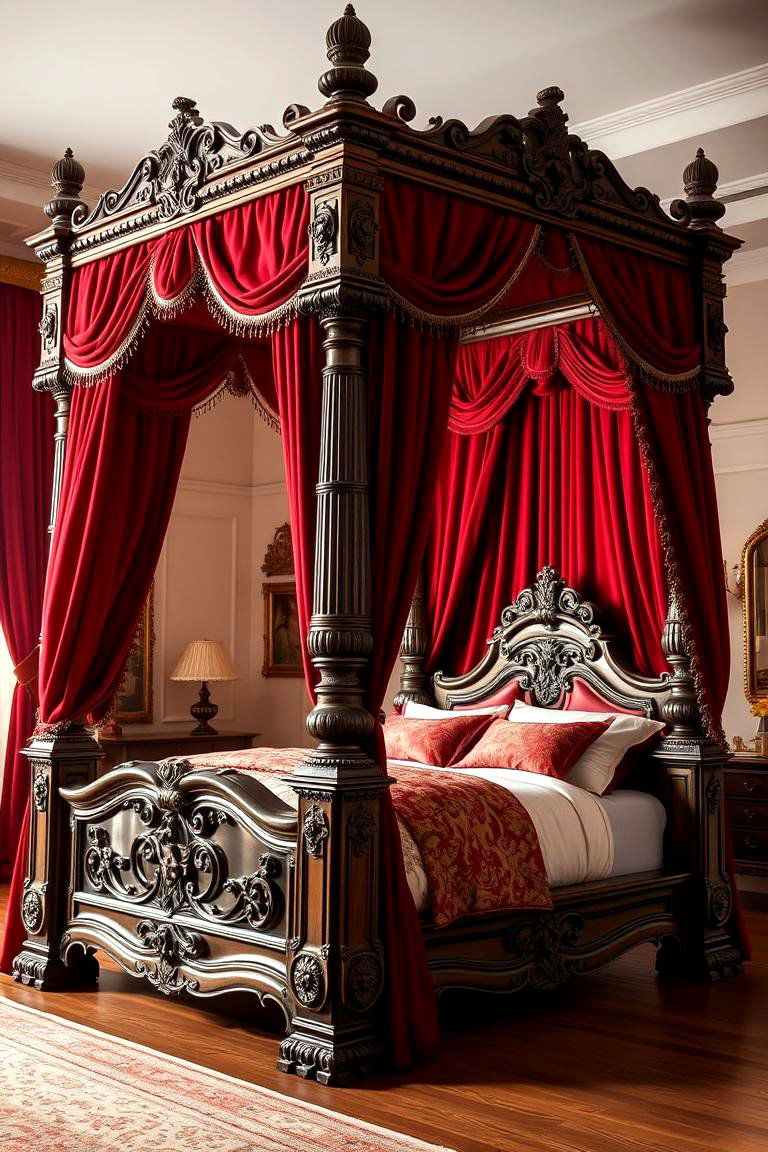 Ornate Four Poster Bed for Regal Comfort - 25 Victorian Bedroom Ideas