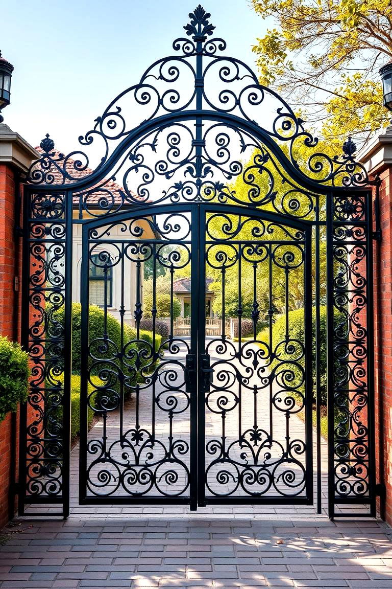 Ornate Wrought Iron Gate for a Touch of Elegance - 25 Fence Gate Ideas