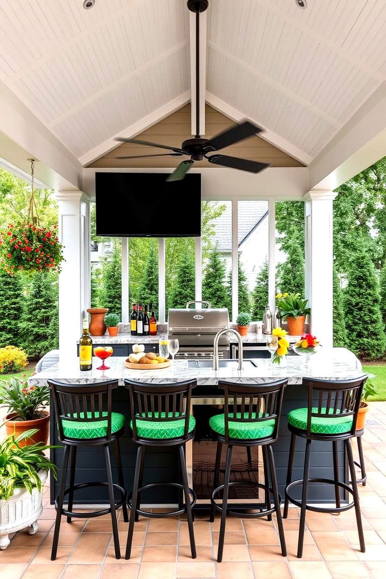 Outdoor Bar for Entertaining Guests - 25 Three Season Porch Ideas