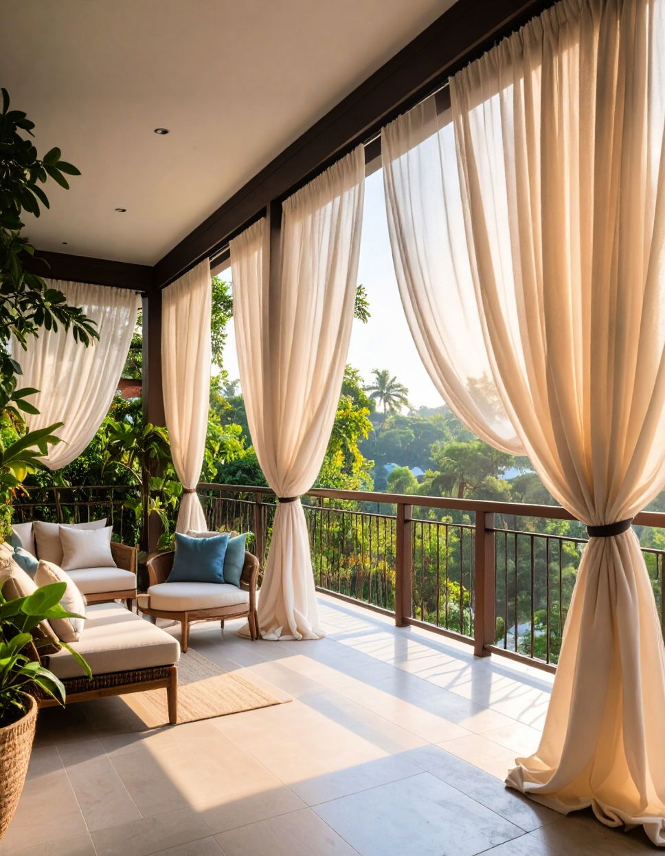 Outdoor Curtains for Soft Elegance Townhouse Patio Ideas