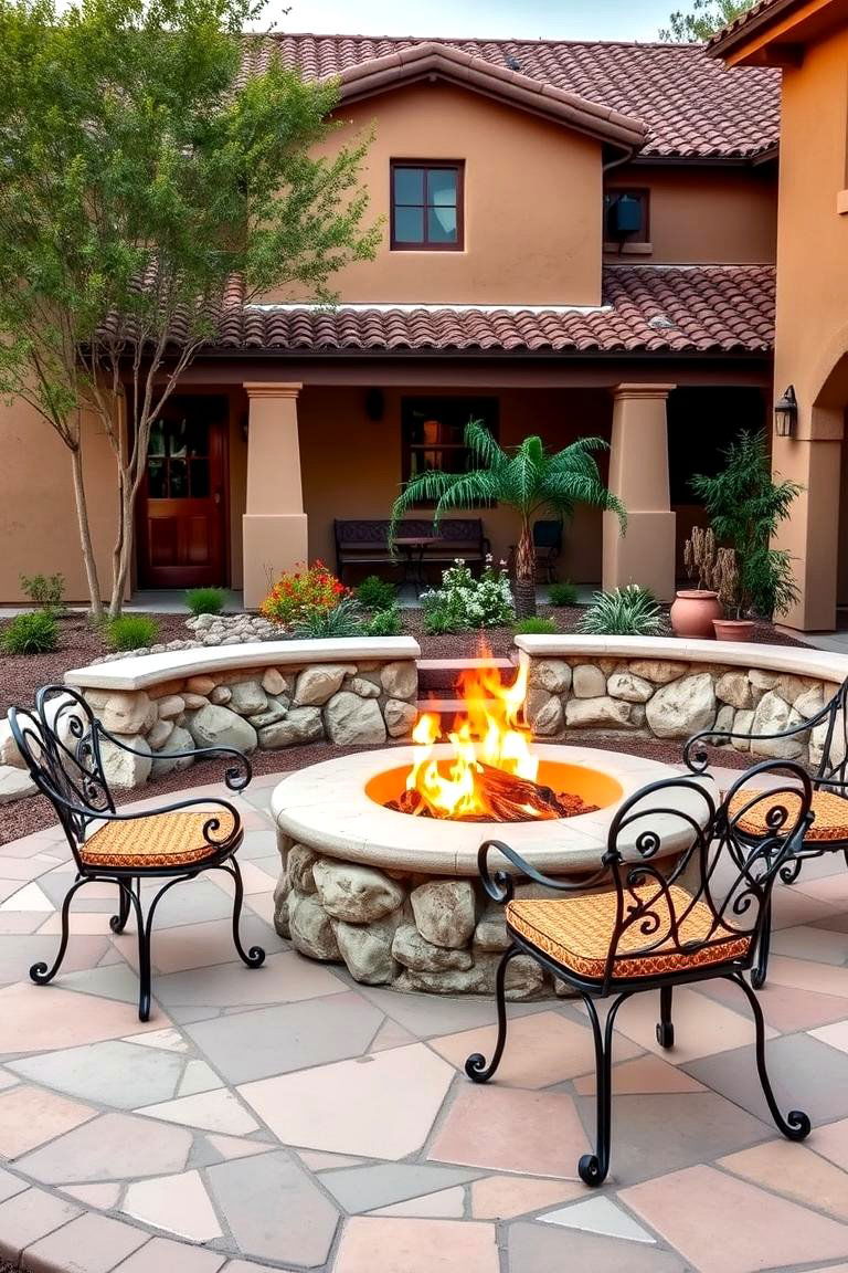 Outdoor Fire Pit for Year Round Enjoyment - 25 front yard spanish style landscaping ideas