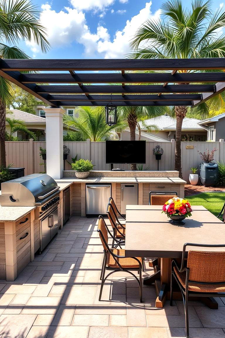 Outdoor Kitchen and Dining Area - 25 Florida Backyard Ideas