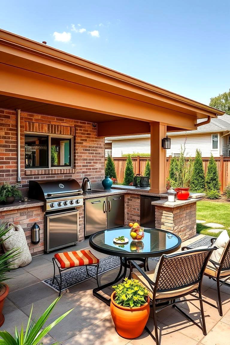 Outdoor Kitchen for Entertaining Guests - 25 Front Yard Patio Ideas