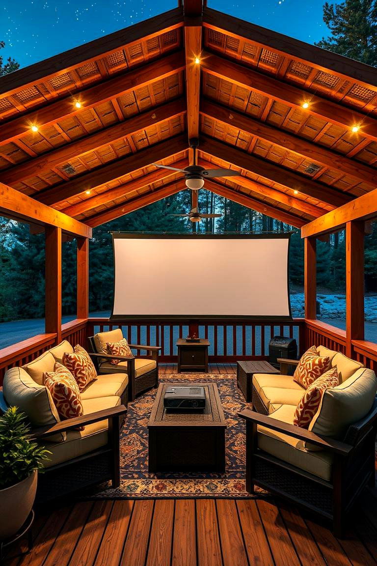 Outdoor Movie Setup for Entertainment - 25 Covered Deck Ideas