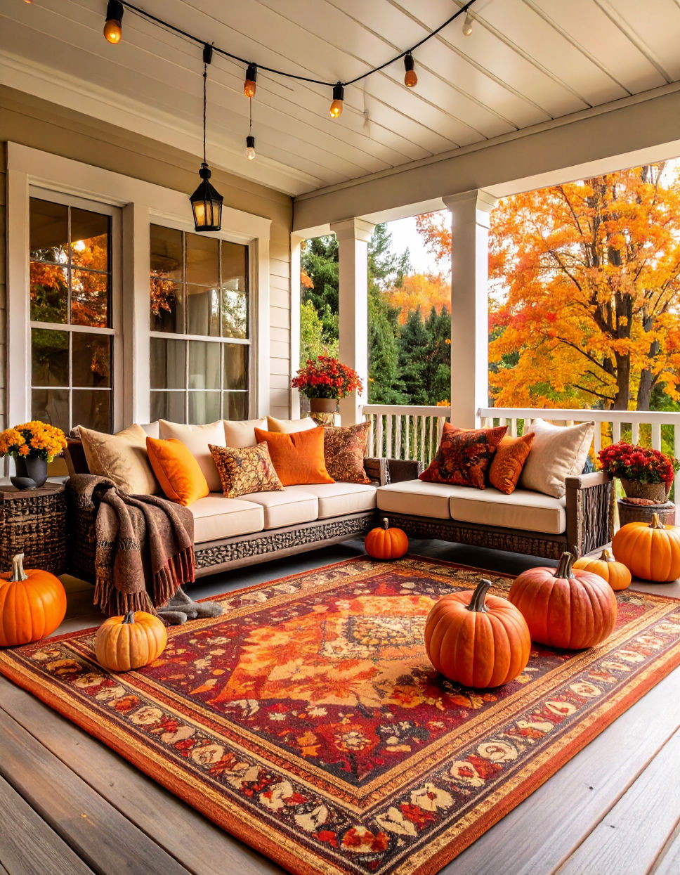 Outdoor Rug with Autumn Colors