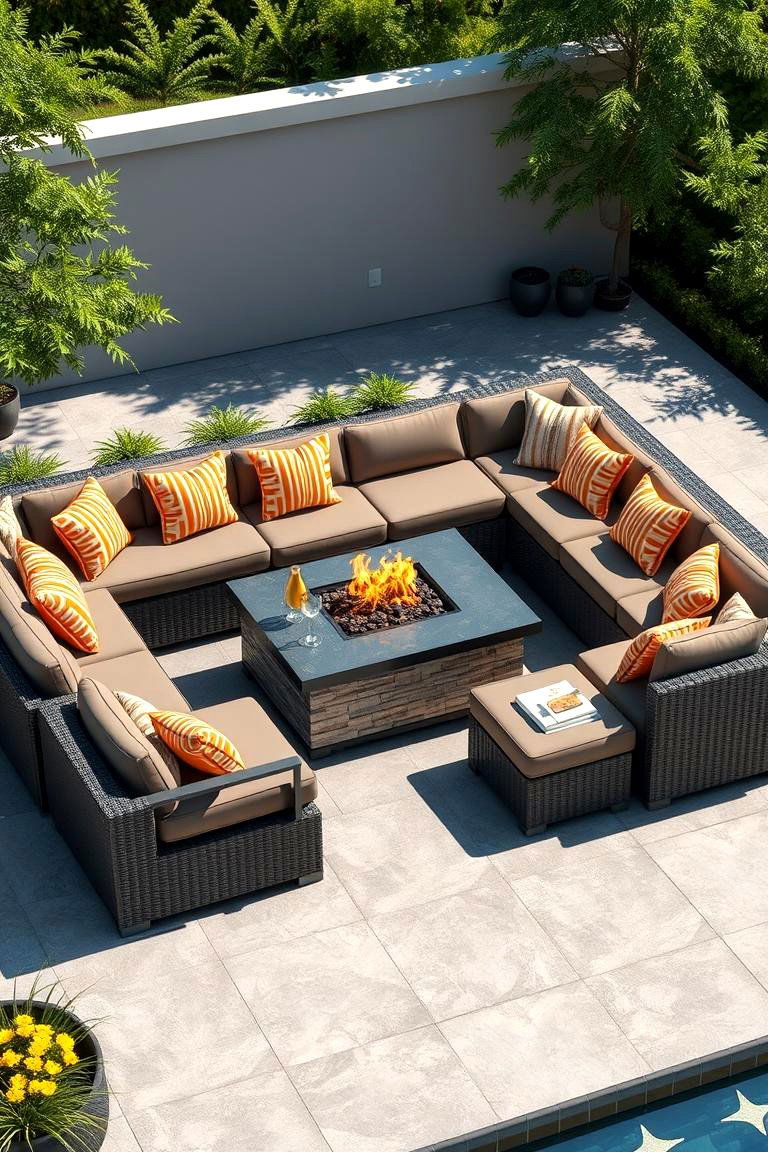 Outdoor Sectional with Fire Pit Table - 25 Fire Pit Seating Ideas
