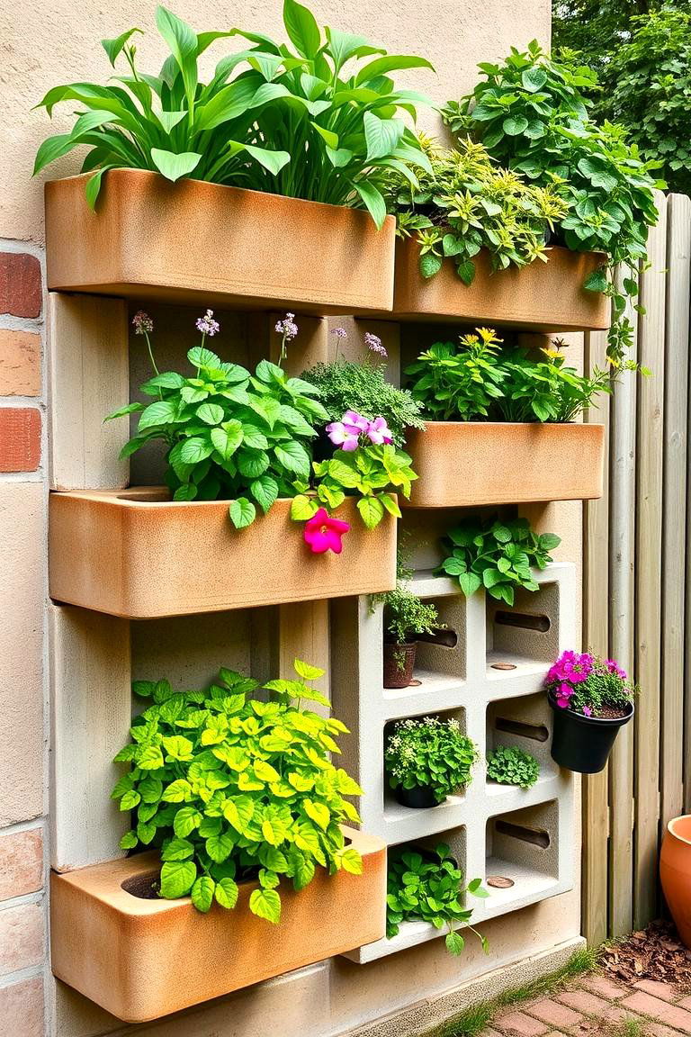 Outdoor Wall Planters - 25 Cinder Block Garden Ideas