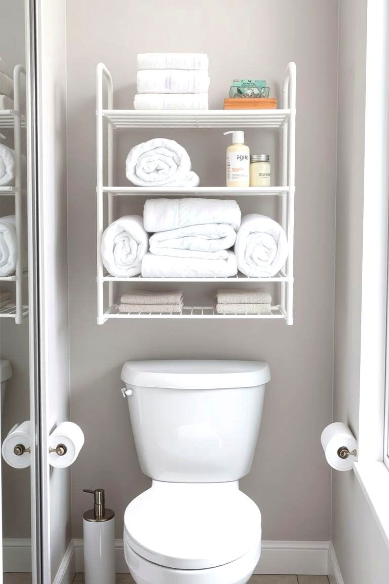 Over the Toilet Shelf - 25 Towel Storage Ideas