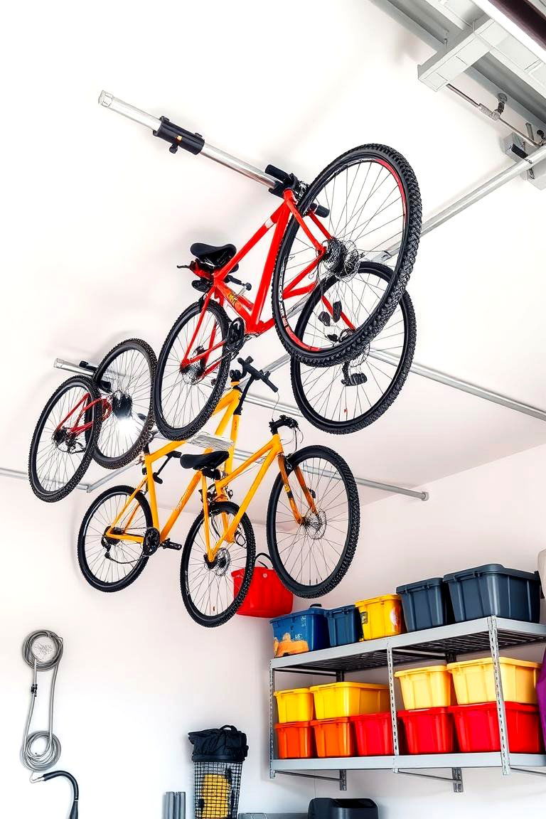 Overhead Storage System - 25 Garage Bike Storage Ideas